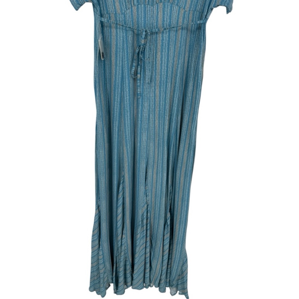Free People Teal-Blue Striped Button-Down Maxi Dress - Picture 9 of 13
